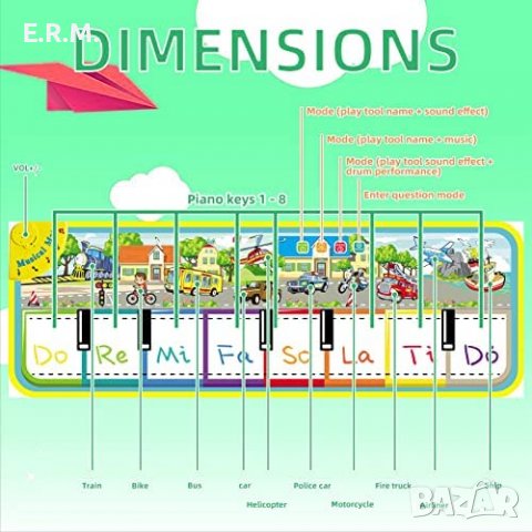 Музикално килимче пиано подложка музикална клавиатура танцова площадка, снимка 5 - Музикални играчки - 37801291