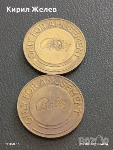 Два жетона токен за игрално казино Bally редки за КОЛЕКЦИЯ ДЕКОРАЦИЯ 41232