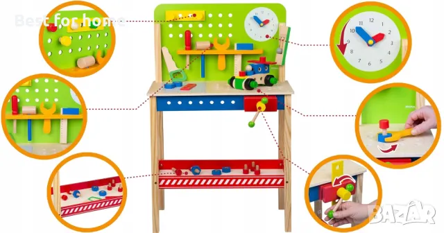 Детската дървена работилница Mini Matters 40 части, снимка 4 - Образователни игри - 48447854