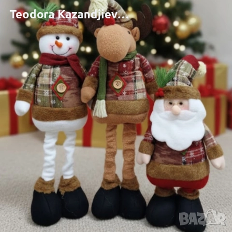 Голяма коледна играчка Елен, Снежен човек или дядо Коледа - разтягаща до 50см