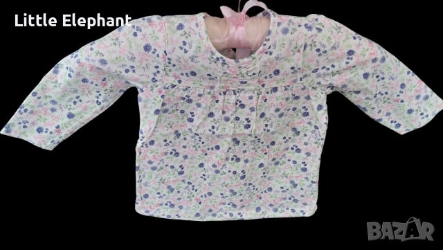 Блузка с дълъг ръкав за 6-9 мес момиченце"Blue little flowers",колекция"Flowers",Англия/нова