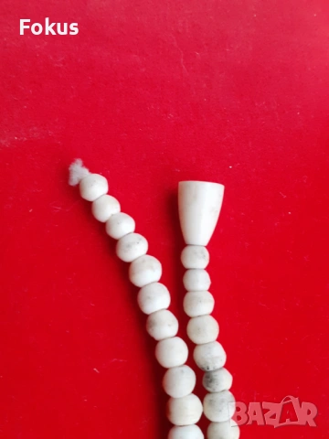 Стар дълъг гердан накит колие Слонова кост, снимка 5 - Антикварни и старинни предмети - 53388642