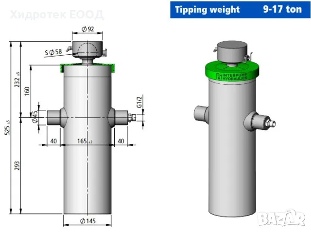 ХИДРАВЛИЧЕН ЦИЛИНДЪР 9 ТОНА ход 1705мм 5 секции, снимка 2 - Части - 47749590