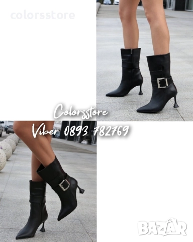 Боти на ток - черна кожа - BT88