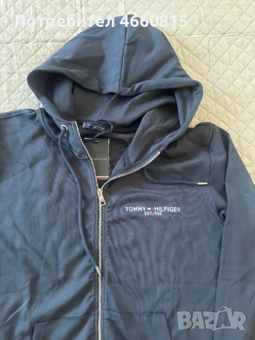 НОВ Тъмносин мъжки екип Tommy Hilfiger XXL – 100% памук НАМЕЛЕНА цена, снимка 2 - Спортни дрехи, екипи - 52921760