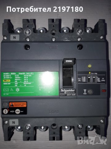 Автомат с дефектно токова защита  Schneider EZCV250N 4P, снимка 2 - Друга електроника - 27573082