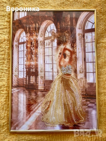 частично ушит гоблен със чешки мъниста "Танцът на слънцето", снимка 2 - Гоблени - 52244138