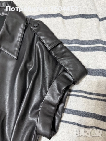 Черен кожен елек, снимка 4 - Елеци - 52698102