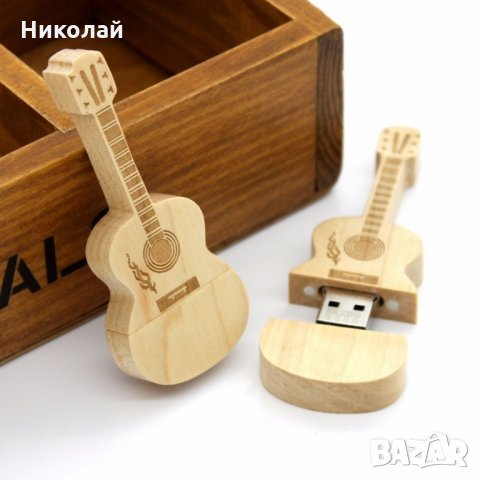 Дървена флашка 32 гб. Китара USB флашка