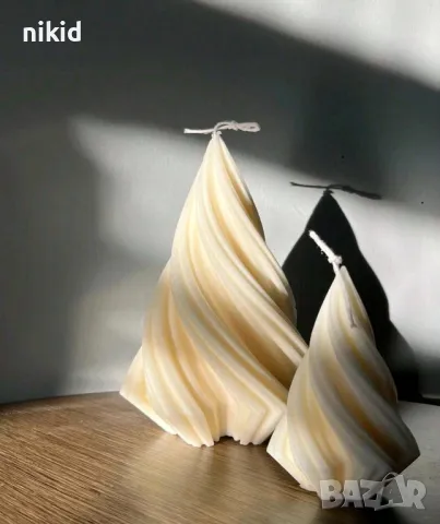 3D Конусовидна геометрична спираловидна елха форма силиконов молд фрома смола гипс свещ декор украса, снимка 6 - Форми - 42923469