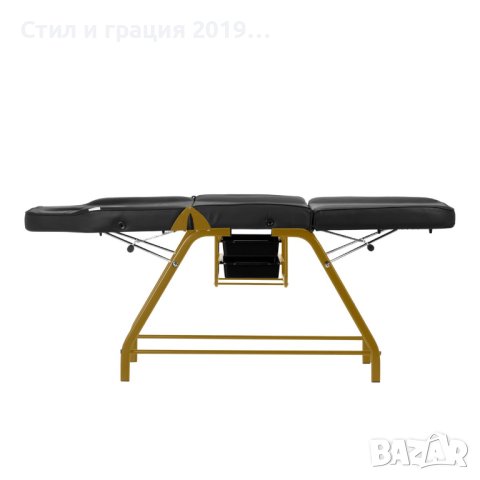 Фиксирана кушетка 557G - бяла/черна с златиста рамка 184 x 60/80 x 76 см, снимка 5 - Кушетки - 43836647