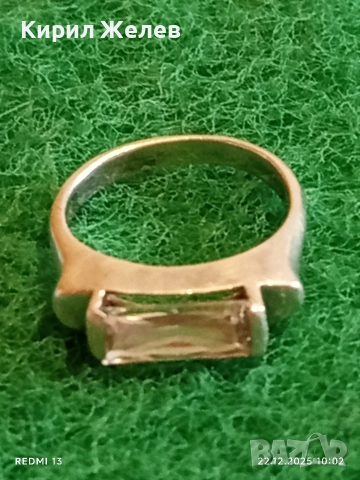 Изчистен елегантен сребърен пръстен тип Багет с кристал подходящ аксесоар за ежедневието 44320