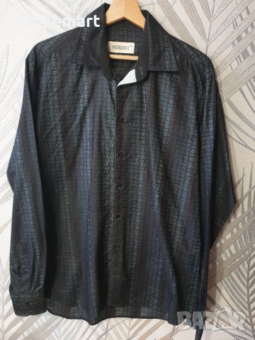 Мъжка елегантна риза Pierlucci Slim Fit M – черна с десен