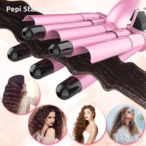 Тройна ретро преса за къдрене на косата. Цвета е според наличноста на слада. Розова или златиста, снимка 4 - Други - 51832294