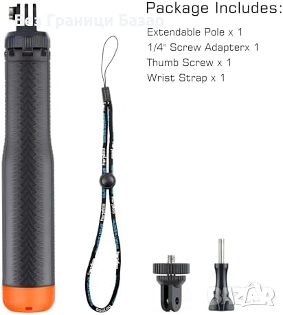 Нов Телескопичен водоустойчив селфи стик с трипод за екшън камера DJI, снимка 6 - Чанти, стативи, аксесоари - 53569569