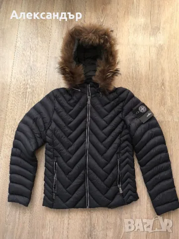 дамско яке с пух и качулка с косъм размер М, снимка 1