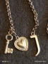 Колие с висулка във формата на сърце, ключ буква J романтино за влюбени 39746, снимка 4