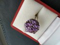 Сребърен пръстен с аметисти, снимка 2