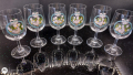 Комплект от уникални, ръчно  рисувани, тънкостенни, кристални чаши за вино. Декор птици, снимка 1