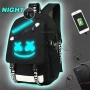  Светеща ученическа раница Marshmello с USB и AUX преходници , снимка 1
