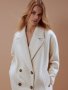 Reserved - дамско палто вълна бяло размер L, снимка 2