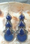 Висящи обеци от Тибет - тюркоаз, лазурит, малахит, снимка 3