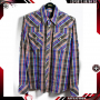 $148 Мъжка риза True Religion Western Pearl Button Snap Plaid Shirt 100% памук М