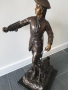65см-12кг статуетка/стара английска бронзова скулптура/голяма фигура на ловец с куче, снимка 2