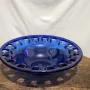 Голяма декоративна ретро кобалтово синя художествена стъклена купа Германия 🇩🇪, снимка 1
