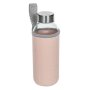 Стъклена бутилка за тренировки с текстилна кутия розова и дръжка 380 мл, снимка 1 - Термоси - 43178163