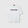 GUCCI White Web Logo Print Oversized Fit Мъжка Тениска size S (L), снимка 3