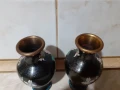 Cloisonne Клоазоне Двойка стари вази бронз клетъчен емайл, снимка 4