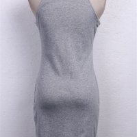 Дамска секси рокля пола горнище без ръкави и рамена блуза риза тънка материя къса мини рокля тениска, снимка 10 - Рокли - 27265827
