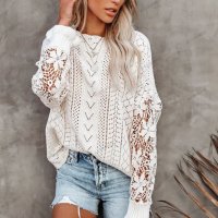 Дамски пуловер с дълъг ръкав с изрязани венчелистчета, 2цвята - 023, снимка 6 - Блузи с дълъг ръкав и пуловери - 39343278