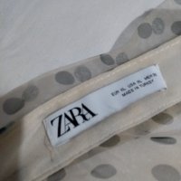 ZARA официална дамска блуза цвят пудра  на черни точки от шифон, снимка 5 - Корсети, бюстиета, топове - 35443658