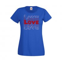 Дамска тениска Свети Валентин LOVE LOVE LOVE 2, снимка 2 - Тениски - 35647309
