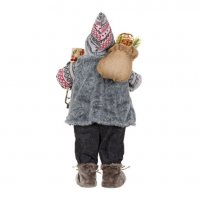 Коледна реалистична фигура Дядо Коледа, Сиво палто и фенер, 60см , снимка 4 - Декорация за дома - 34755575