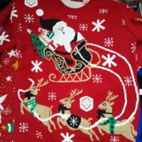 Пуловерчета детски с дядо коледа , шейничка  и еленчета, снимка 4 - Детски Блузи и туники - 43184429