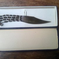 Стар меден нож за разрязване на кореспонденция с реклама на ЛОТ - Полски аеролиниии, снимка 2 - Други ценни предмети - 39443568
