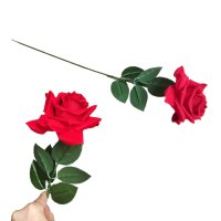 782 Изкуствена роза червена разцъфнала декорация за дом 60см, снимка 1 - Изкуствени цветя - 24465500