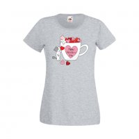Дамска тениска Свети Валентин Happy Valentines Day Cats On Mug, снимка 1 - Тениски - 35647036