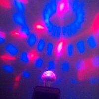 Промо / Мини  DJ лампа разпръскваща цветна светлина + преходник микро УСБ / УСБ 2.0, снимка 16 - Друга електроника - 28107736