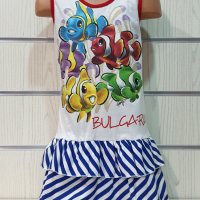 Нова детска моряшка рокличка с трансферен печат Рибки, снимка 5 - Детски рокли и поли - 29030115