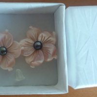 Сребърни обици розови цветя swan pearls, снимка 2 - Обеци - 38082408