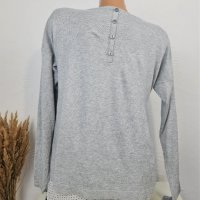 Дамска риза в сиво с имитация на риза, снимка 6 - Блузи с дълъг ръкав и пуловери - 38578399