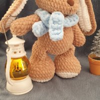 Плетено зайче с бебешка плюшена прежда , снимка 3 - Плюшени играчки - 39555497