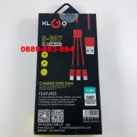 Premium 3в1 Кабел KLGO MicroUSB Type C Lightning iPhone Android usb , снимка 6 - USB кабели - 35326028