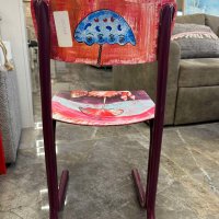 Рисувано дървено детско столче, снимка 3 - Мебели за детската стая - 43506806