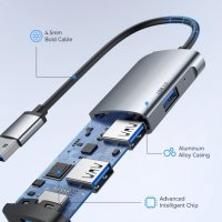 Нов алуминиев свръхскоростен USB сплитер за трансфер на данни Хъб лаптоп, снимка 7 - Други - 37740999