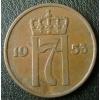 5 йоре 1953, Норвегия, снимка 2 - Нумизматика и бонистика - 28399134